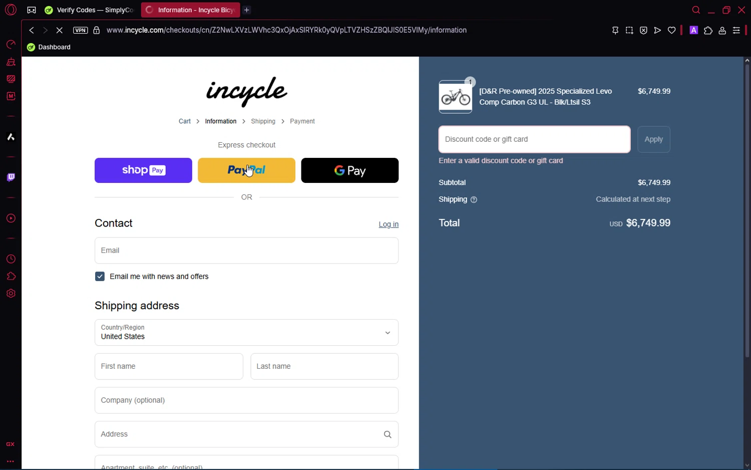 Incycle Bicycles discount code screenshot showing code PERFECT10 applied at Incycle Bicycles checkout page. Uploaded by SimplyCodes community member number_1 on May 10, 2025