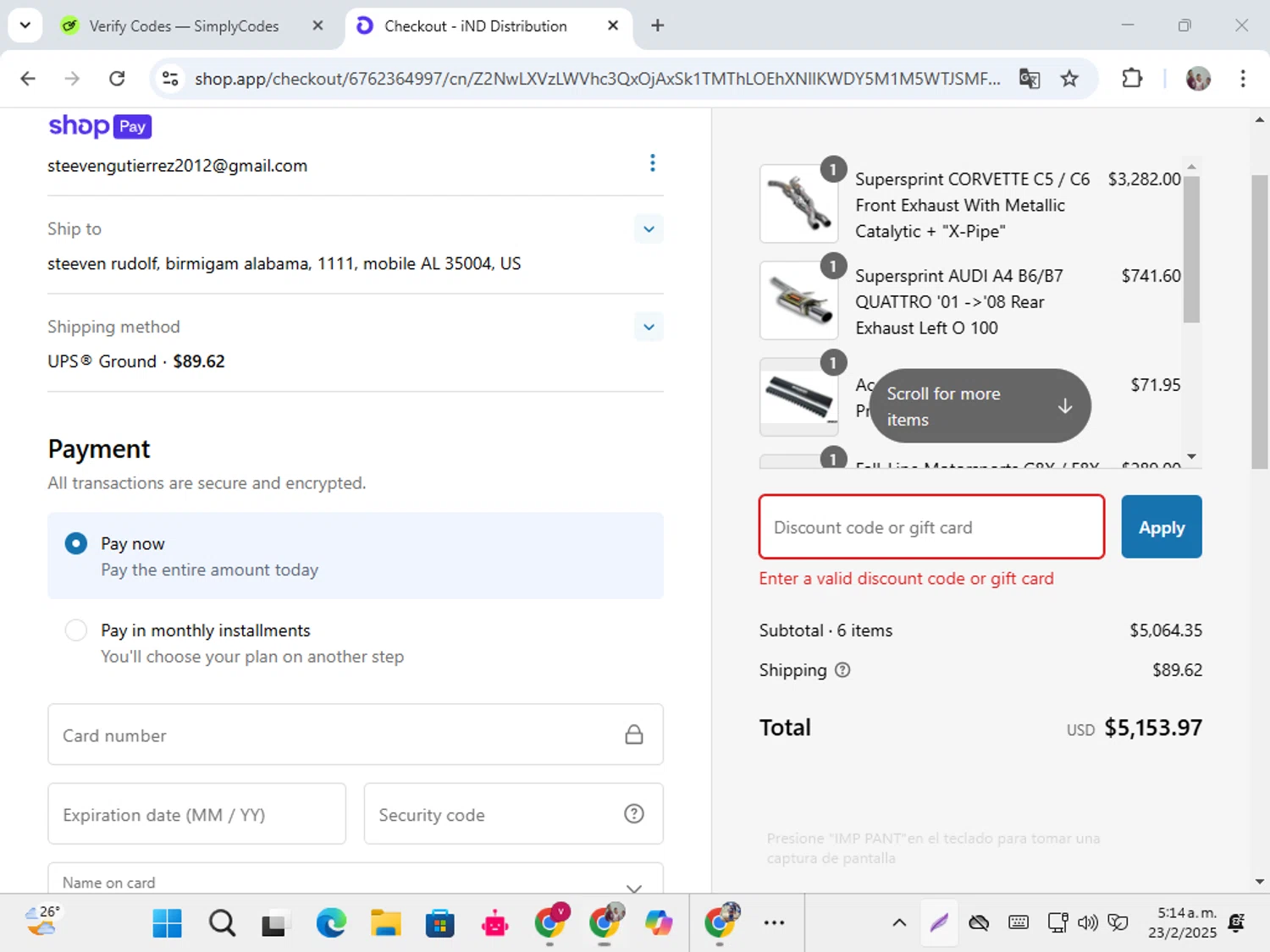 IND Distribution discount code screenshot showing code LABOR24 applied at IND Distribution checkout page. Uploaded by SimplyCodes community member karolg on Feb 23, 2025