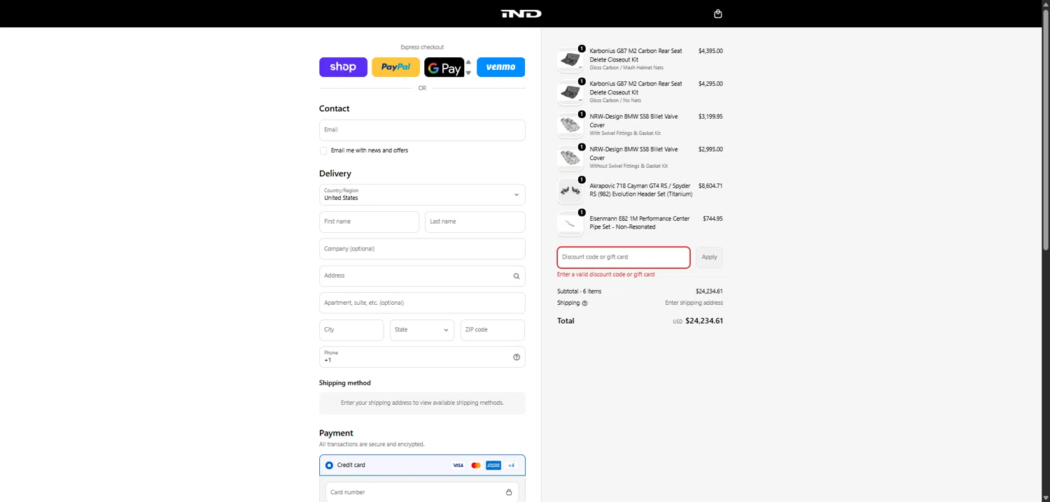 IND Distribution discount code screenshot showing code labor25 applied at IND Distribution checkout page. Uploaded by SimplyCodes community member ValiantCollector5333 on Feb 13, 2026