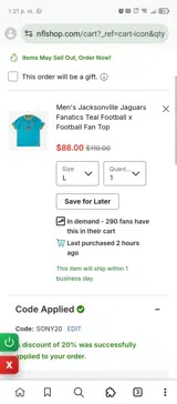Indianapolis Colts coupon verification screenshot