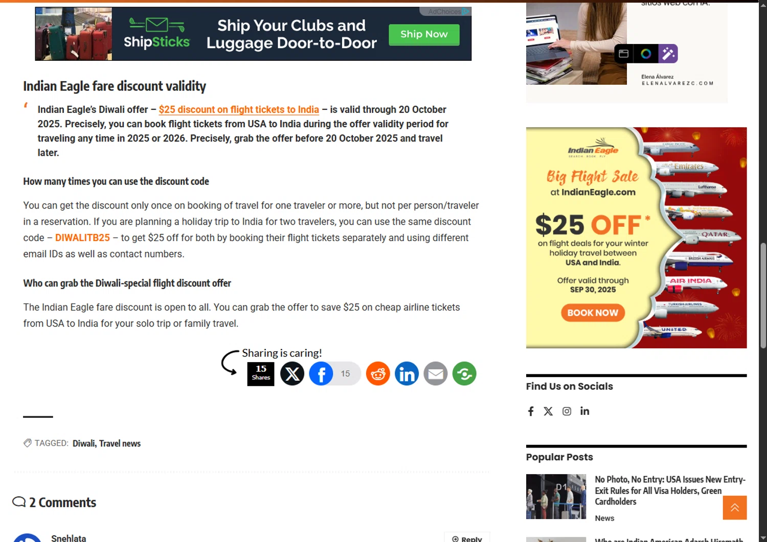Indian Eagle coupon code screenshot showing code DIWALItb25 applied at Indian Eagle checkout page. Uploaded by SimplyCodes community member BargainSaver8204 on Nov 18, 2025