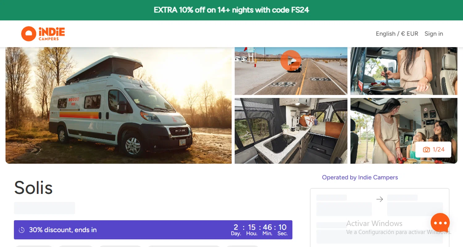Indie Campers checkout page showing Indie Campers promo code box | Screenshot taken by SimplyCodes community member on Dec 28, 2024