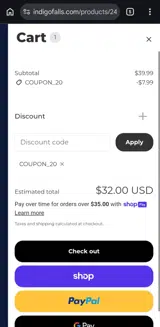 COUPON_20 coupon verification screenshot