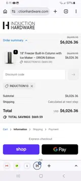 Induction Hardware coupon verification screenshot