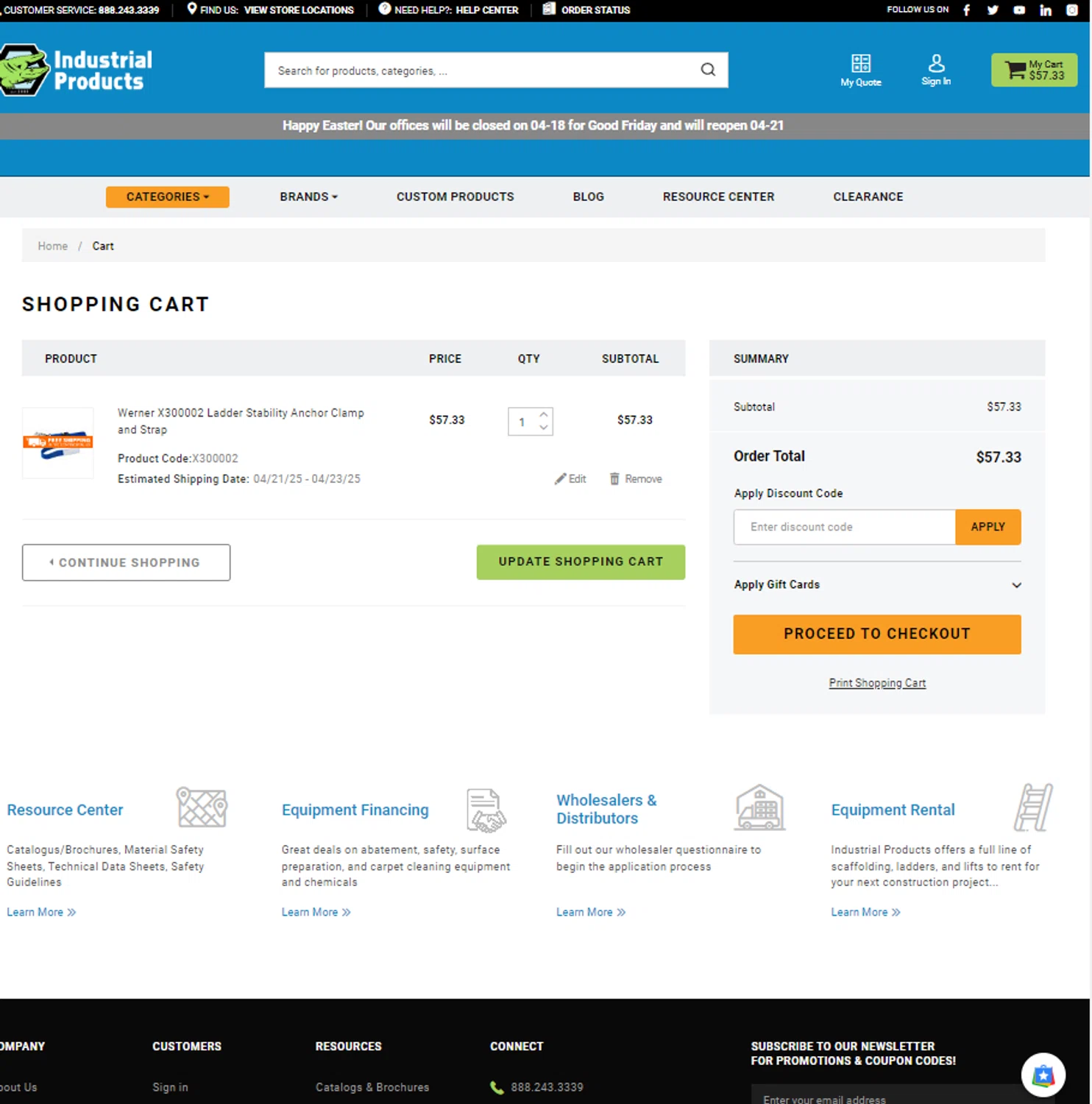 Industrial Products discount code screenshot showing code 2024SUMNERLIFT10 applied at Industrial Products checkout page. Uploaded by SimplyCodes community member Yonaikeryriarte08 on Apr 18, 2025