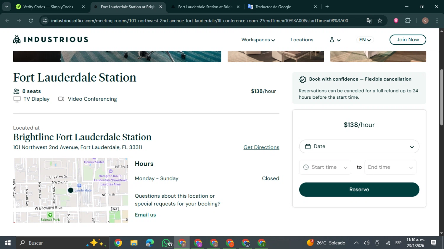 Industrious Office promo code screenshot showing code ONTHEGO applied at Industrious Office checkout page. Uploaded by SimplyCodes community member NobleExpert6497 on Jan 23, 2026