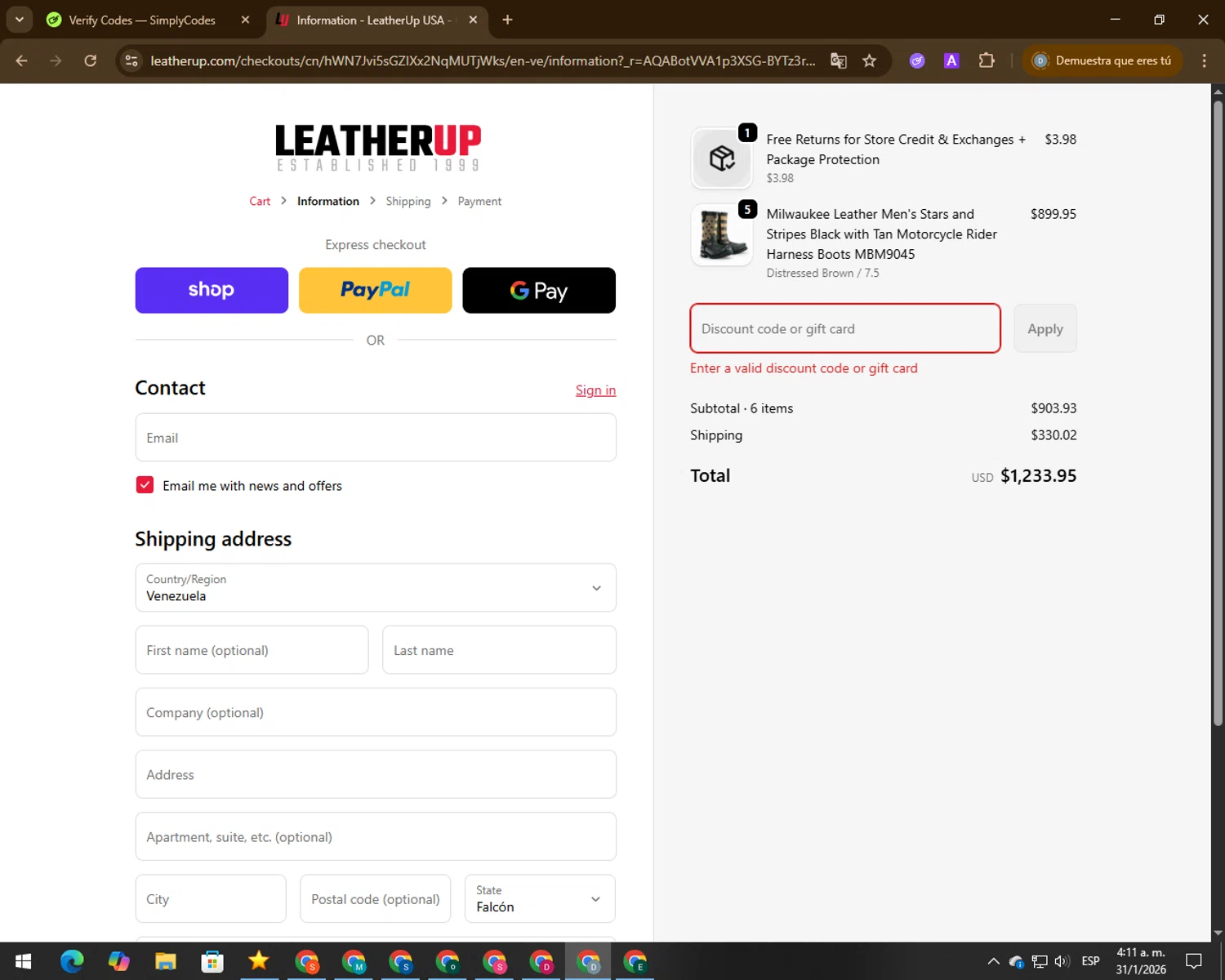 INE promo code screenshot showing code TAKE10 applied at INE checkout page. Uploaded by SimplyCodes community member 00000007 on Jan 31, 2026