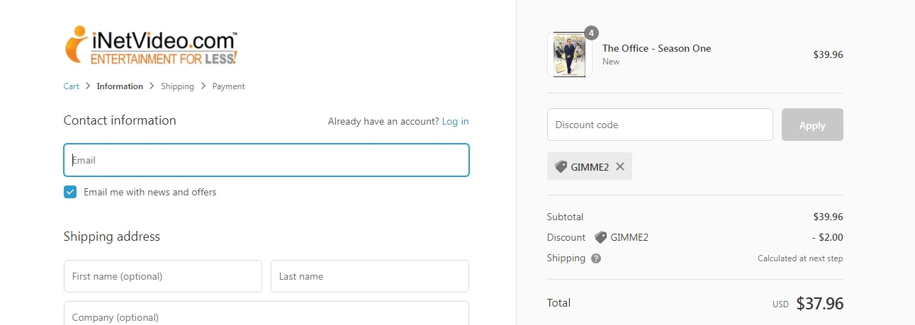 where to use iNetVideo promo code box