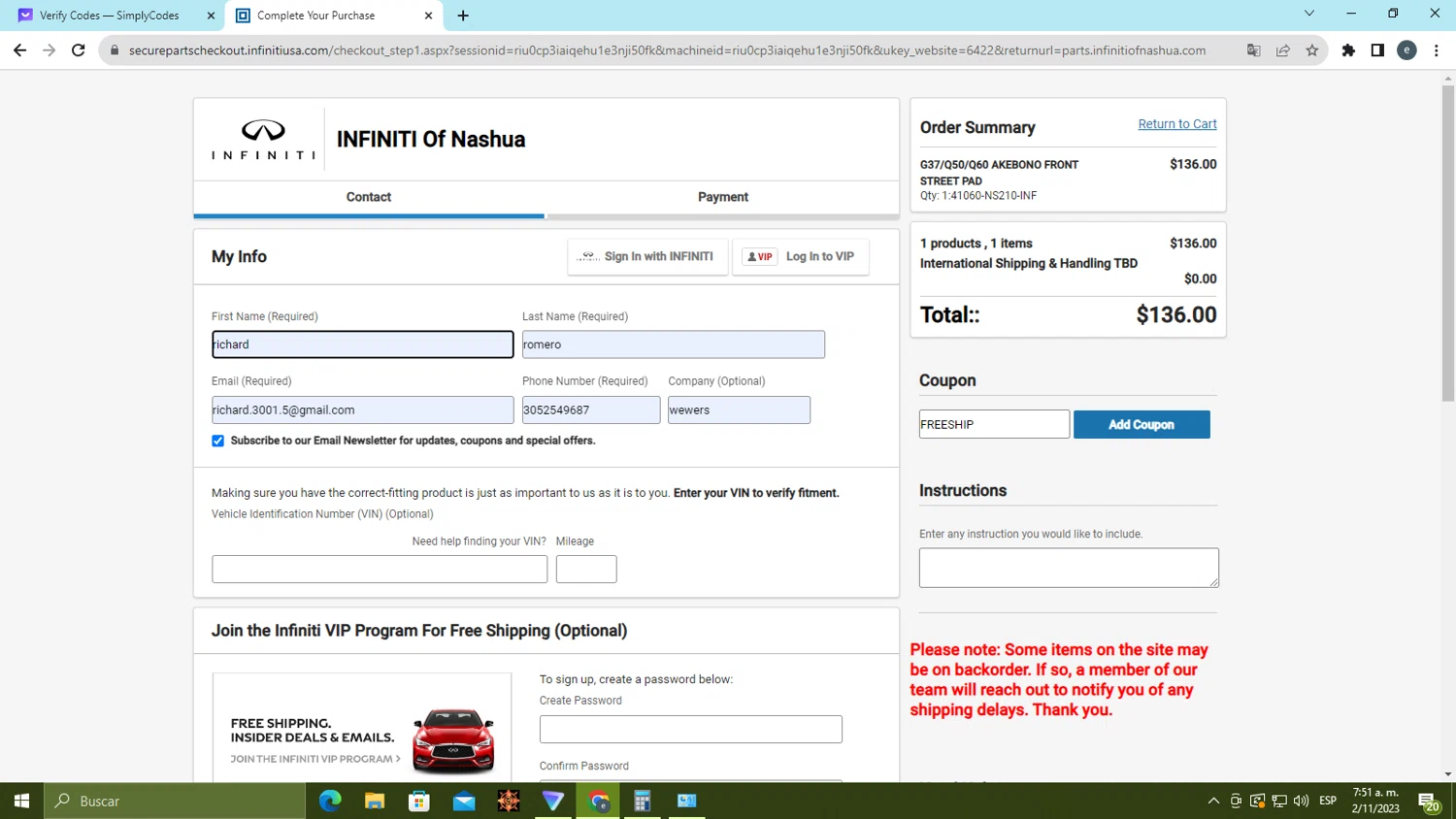 where to use Jim White Honda promo code box
