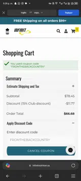 FROMTHEBACKCOUNTRY coupon verification screenshot