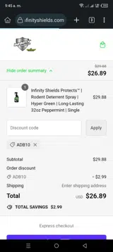 ADB10 coupon verification screenshot