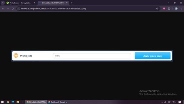 Infobus checkout page showing Infobus promo code box | Screenshot taken by SimplyCodes community member on Sep 8, 2025