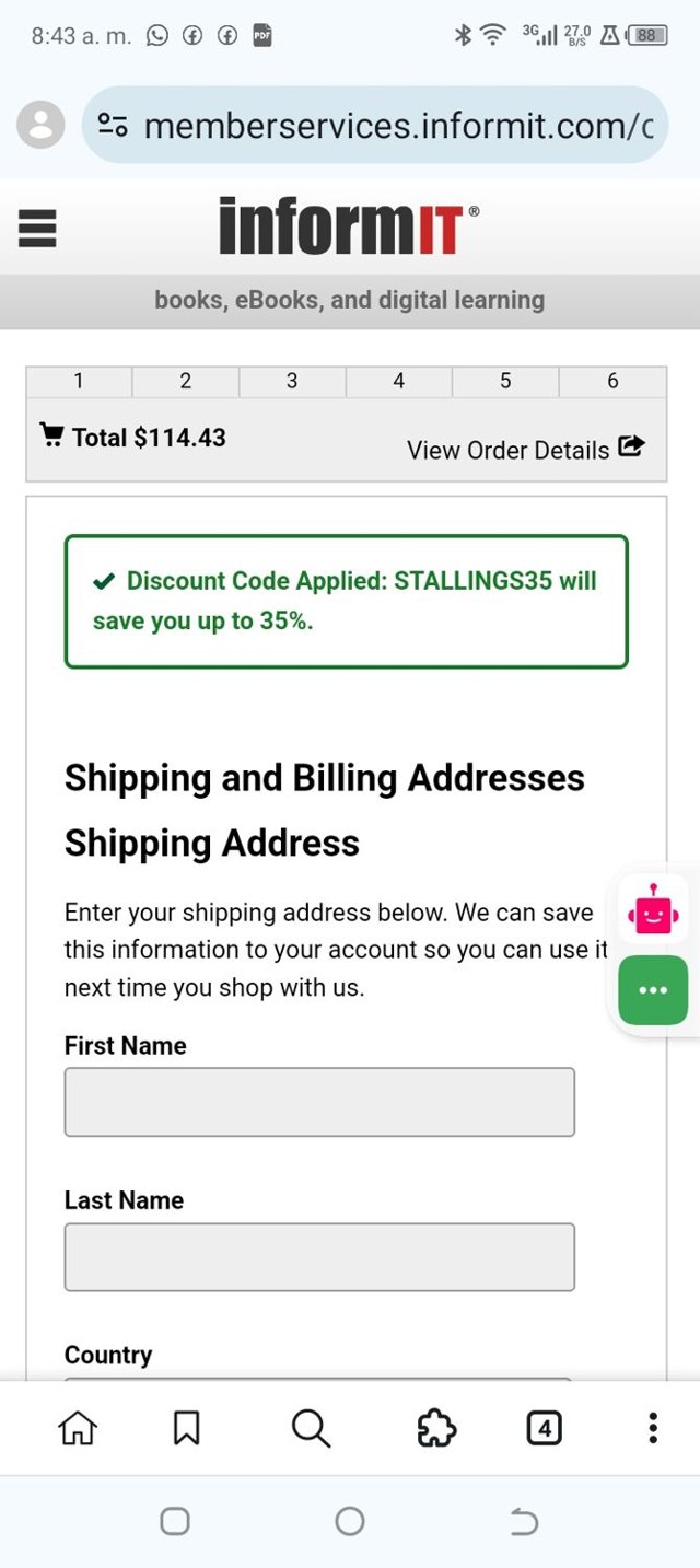 InformIT checkout page showing InformIT discount code box | Screenshot taken by SimplyCodes community member on Sep 2, 2025
