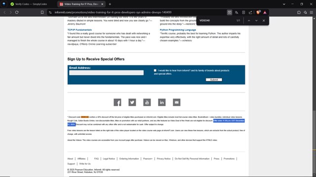 InformIT checkout page showing InformIT discount code box | Screenshot taken by SimplyCodes community member on Feb 14, 2025