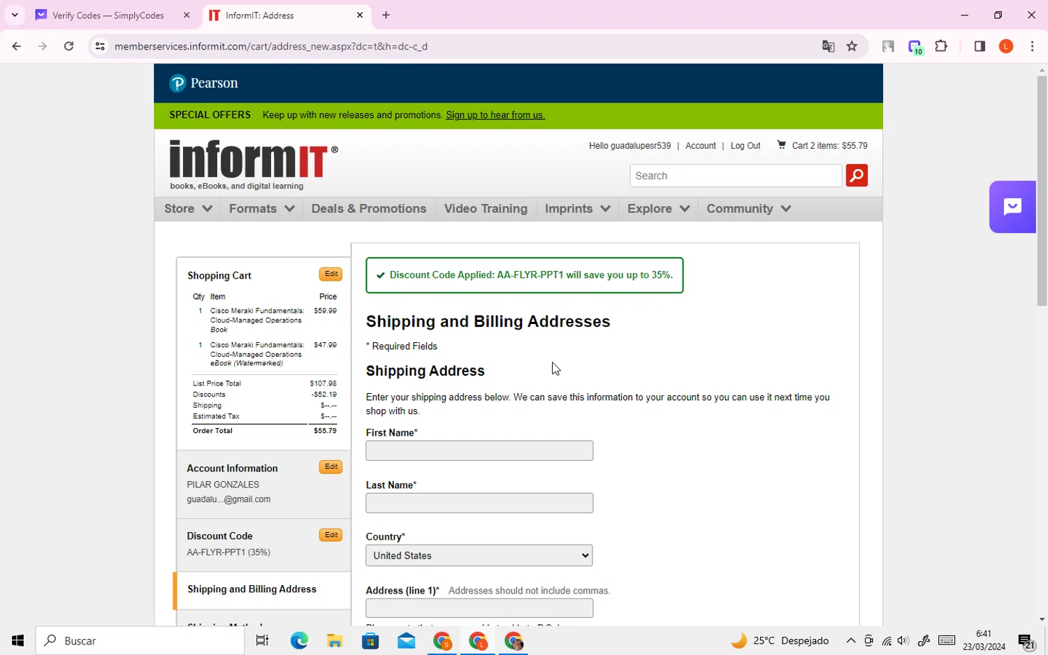 where to use InformIT promo code box