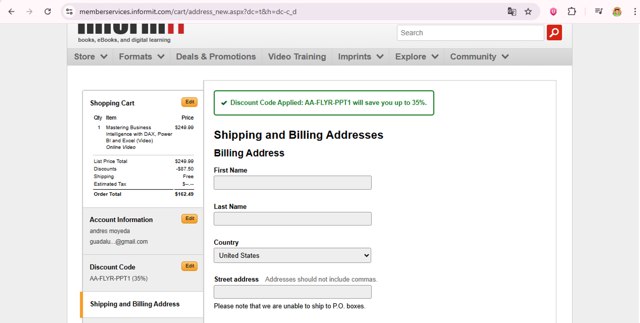 InformIT checkout page showing InformIT discount code box | Screenshot taken by SimplyCodes community member on Aug 11, 2025