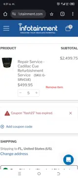 FLASH15 coupon verification screenshot