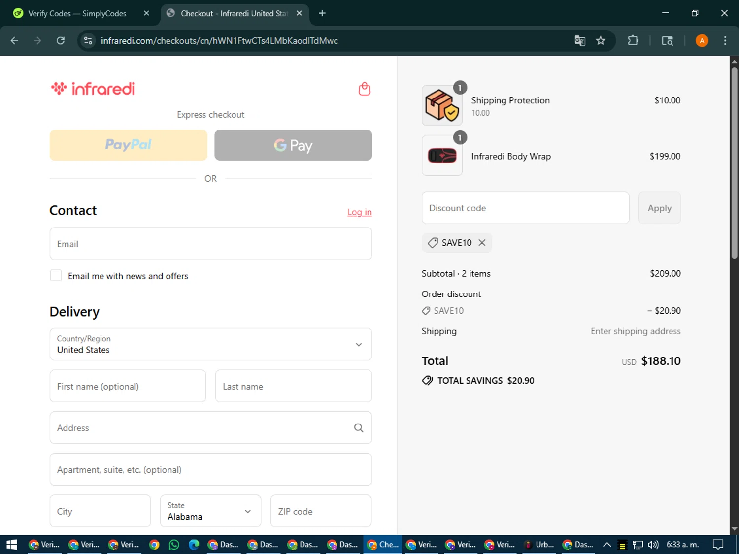 Infraredi discount code screenshot showing code TRINHNHANTOAN applied at Infraredi checkout page. Uploaded by SimplyCodes community member MoneyPhoenix4664 on Jul 31, 2025