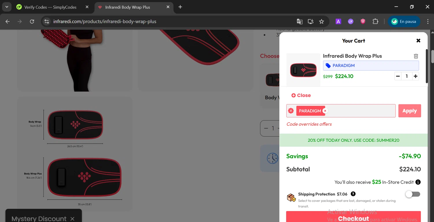 Infraredi checkout page showing Infraredi discount code box | Screenshot taken by SimplyCodes community member on Jan 26, 2026