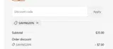 SAVING20% coupon verification screenshot