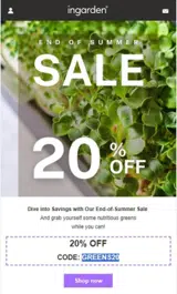 GREENS20 coupon verification screenshot