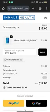 GIVEHEALTH coupon verification screenshot