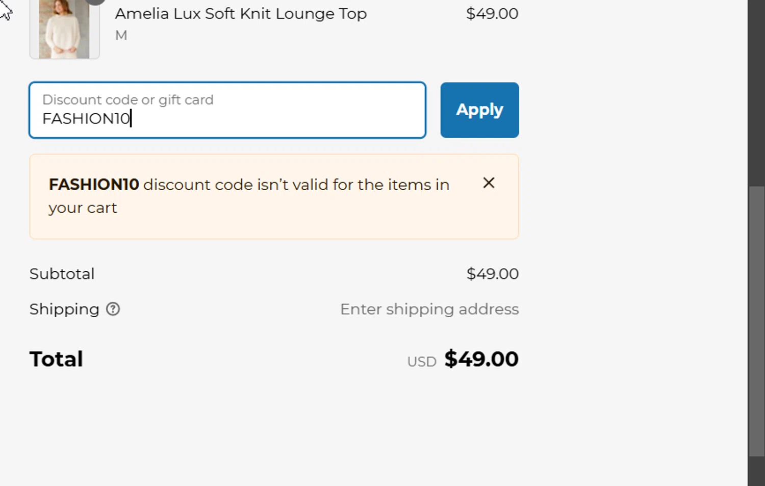Inherit coupon code screenshot showing code FASHION10 applied at Inherit checkout page. Uploaded by SimplyCodes community member Sethrollins on Jan 4, 2025