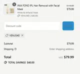 INIA coupon verification screenshot