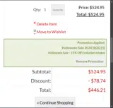 BOO15 coupon verification screenshot