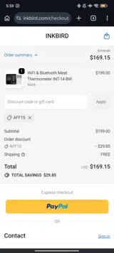 AFF15 coupon verification screenshot