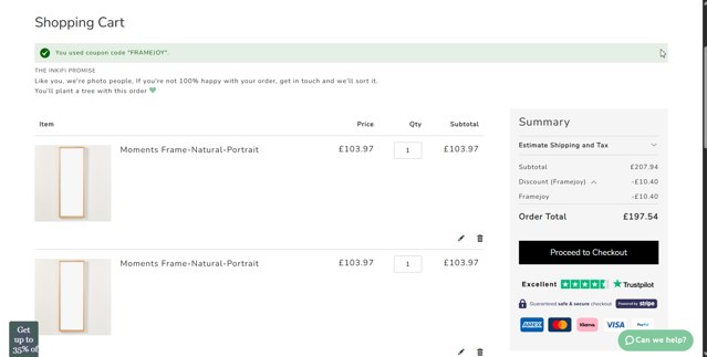 Inkifi checkout page showing Inkifi discount code box | Screenshot taken by SimplyCodes community member on Aug 23, 2025