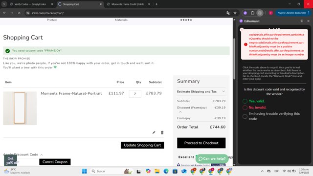 Inkifi checkout page showing Inkifi discount code box | Screenshot taken by SimplyCodes community member on Sep 5, 2025