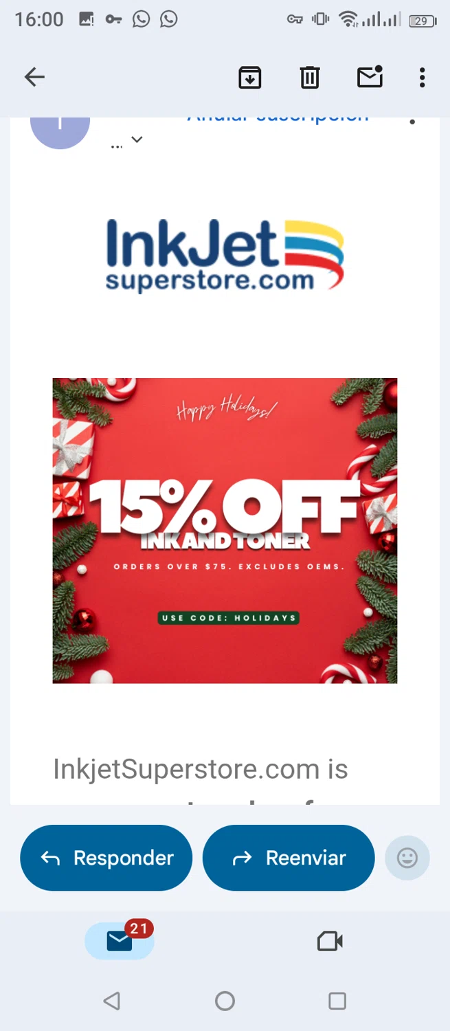 Inkjetsuperstore.com promo code screenshot showing code Holidays applied at Inkjetsuperstore.com checkout page. Uploaded by SimplyCodes community member jimmytheis on Dec 9, 2025