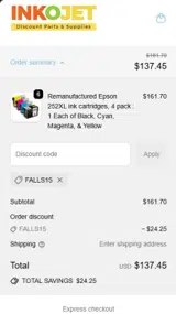 FALLS15 coupon verification screenshot