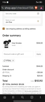 Ink Poisoning Apparel coupon verification screenshot