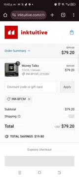 INK-BFCM coupon verification screenshot