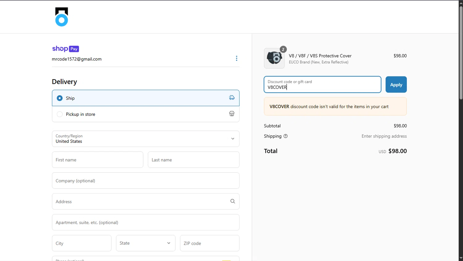 InMotion coupon code screenshot showing code V8COVER applied at InMotion checkout page. Uploaded by SimplyCodes community member TokioMiller on Apr 23, 2025