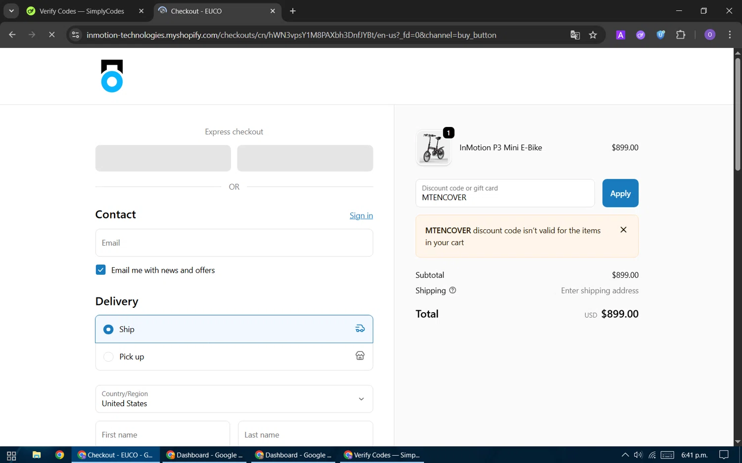 InMotion coupon code screenshot showing code MTENCOVER applied at InMotion checkout page. Uploaded by SimplyCodes community member BudgetHawk9503 on Oct 9, 2025