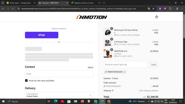INMOTION checkout page showing INMOTION coupon code box | Screenshot taken by SimplyCodes community member on Sep 7, 2025