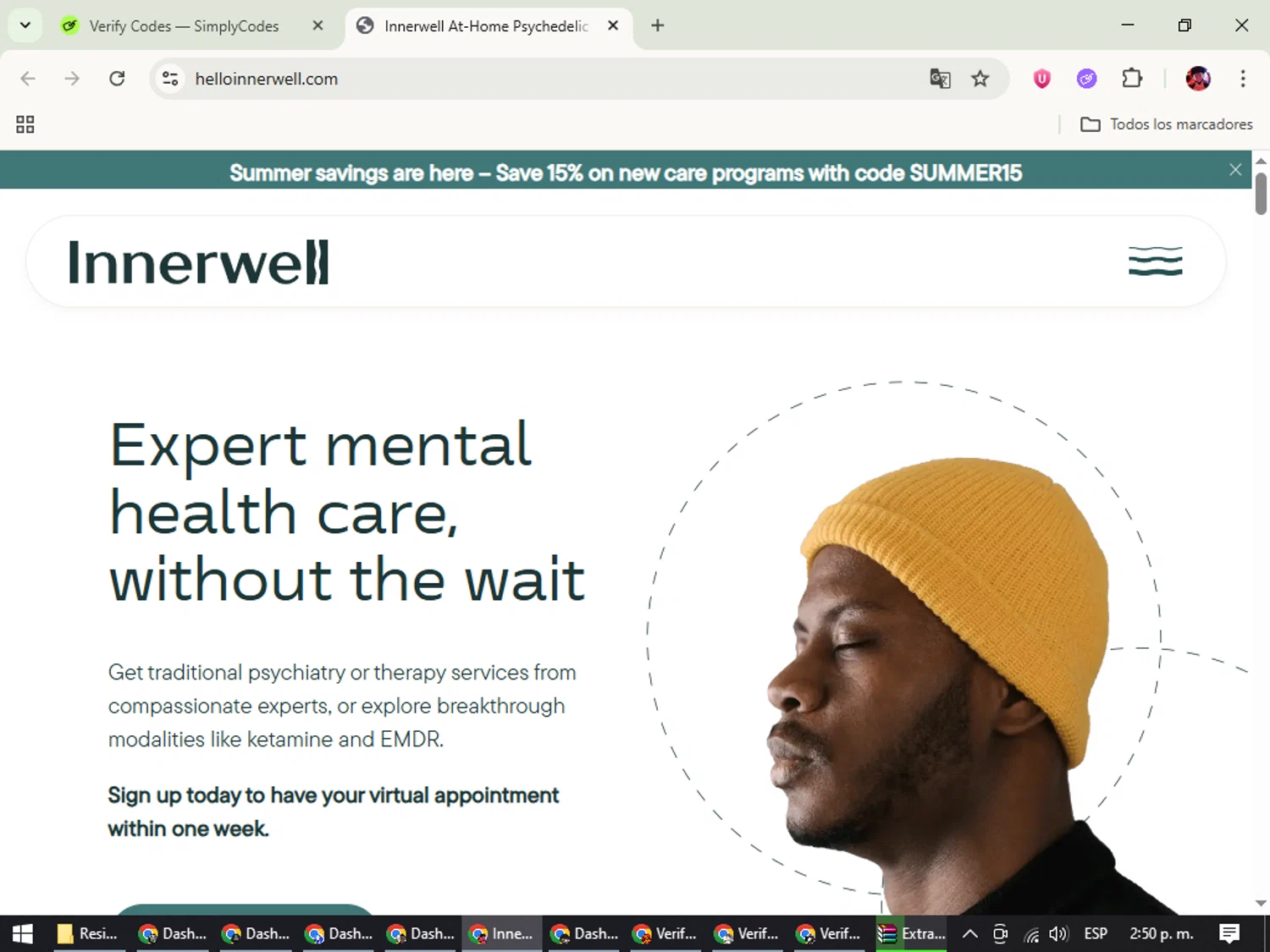 Innerwell checkout page showing Innerwell discount code box | Screenshot taken by SimplyCodes community member on Jul 7, 2025