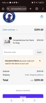 HOLIDAYSTRESS coupon verification screenshot