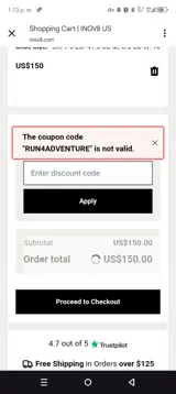 RUN4ADVENTURE coupon verification screenshot
