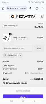 LETSCOOK10 coupon verification screenshot