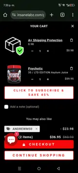 ANDREWM50 coupon verification screenshot