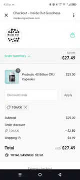 10KAXI coupon verification screenshot