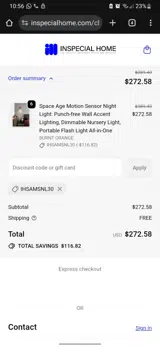 Inspecial Home coupon verification screenshot
