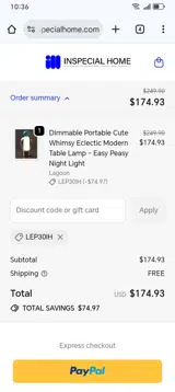 Inspecial Home coupon verification screenshot