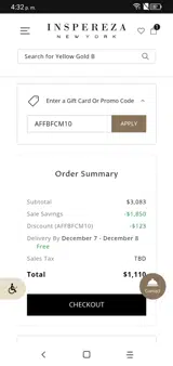 AFFBFCM10 coupon verification screenshot