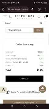 PRIMEGEMS15 coupon verification screenshot