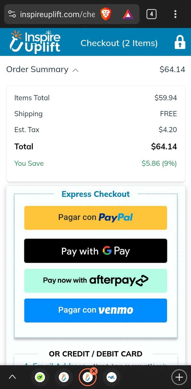 where to use Inspire Uplift promo code box
